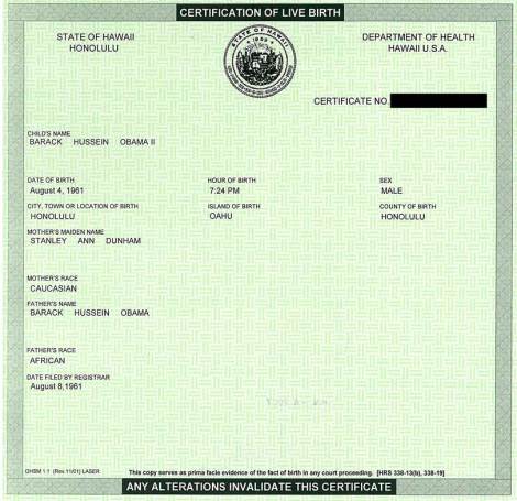 hawaii birth certificate obama. OBAMA#39;S FAKE quot;CERTIFICATE.
